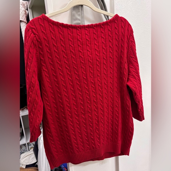 Lauren Ralph Lauren Red Cable Knit Sweater - Picture 2 of 8